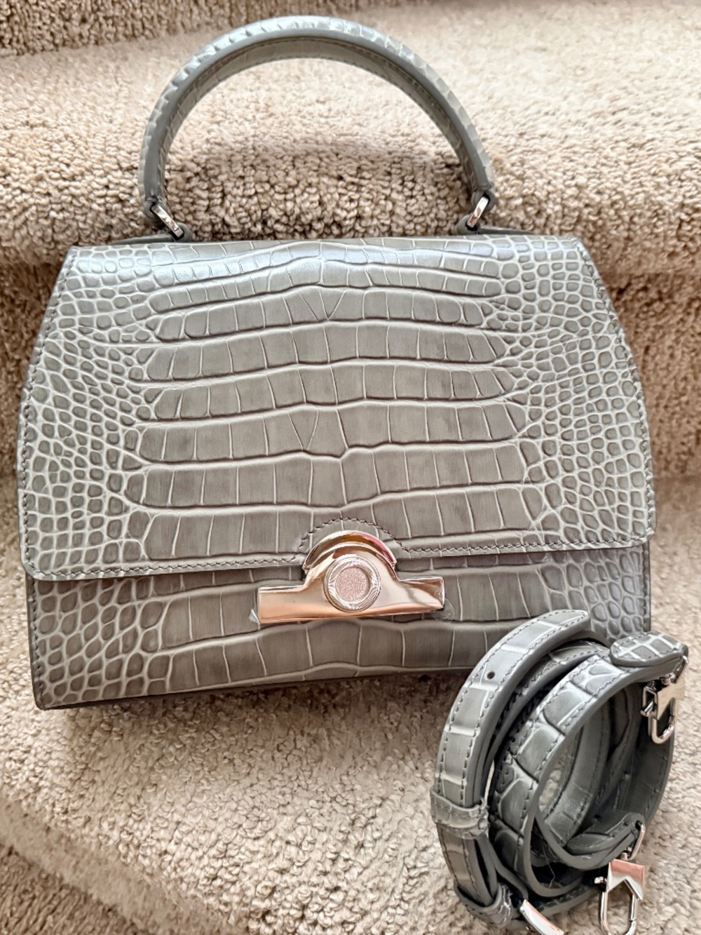 Brand New Croc Embossed Leather Bag - Old money must have